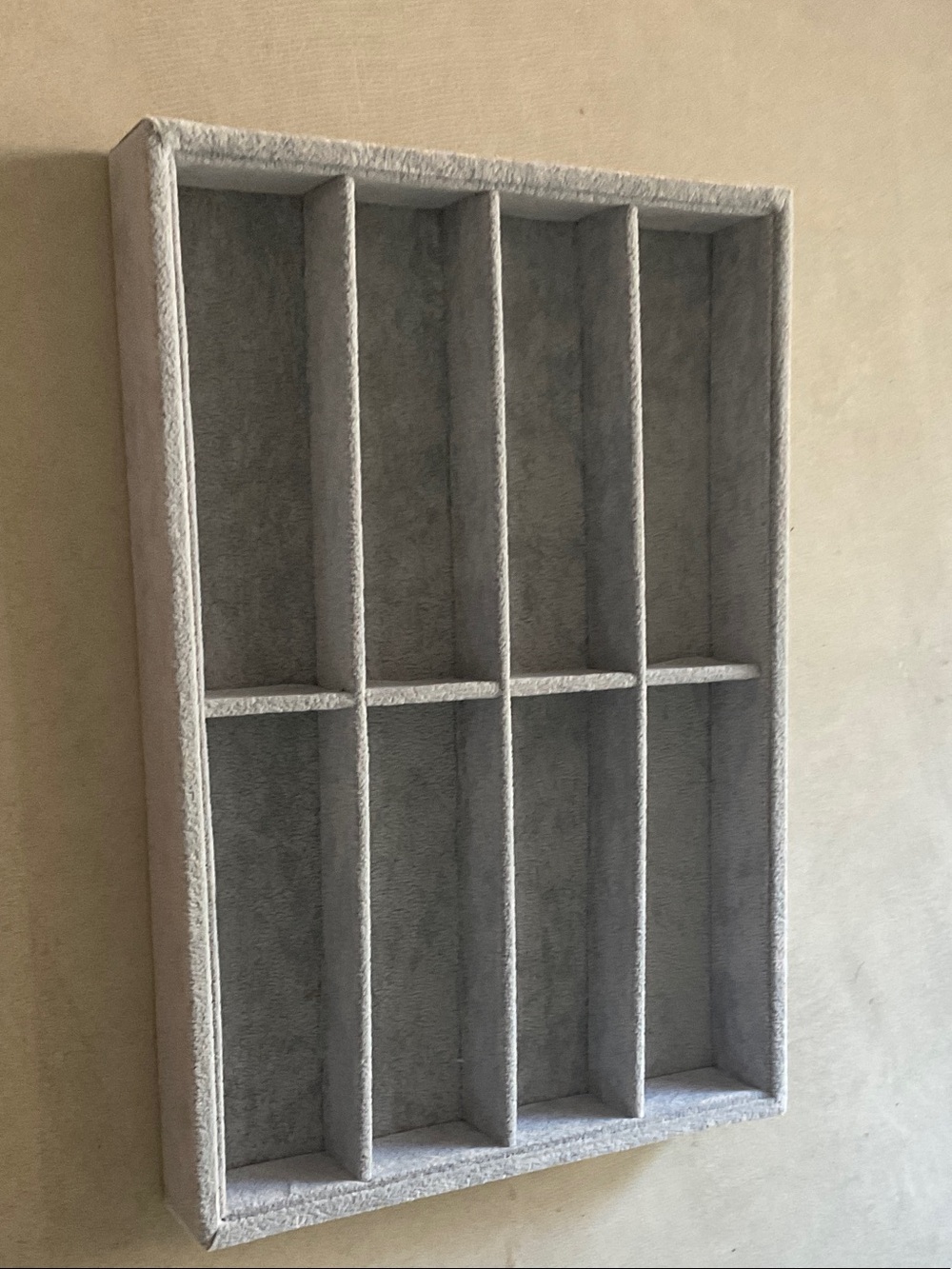 Gray Velvet 12-Compartment Jewelry Organizer Tray